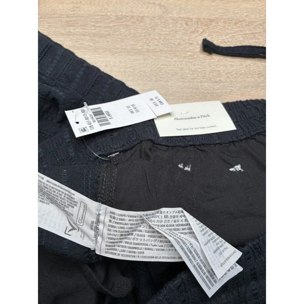 Abercrombie NWT Linen-Blend Pull-On Short 6" Black Striped Men's XL - Picture 5 of 6